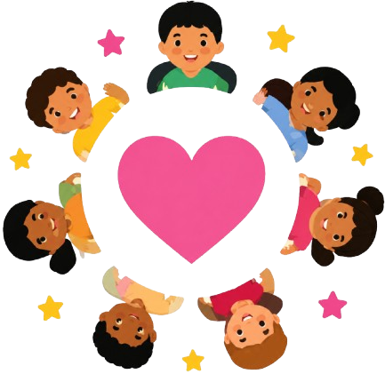 Bright Dreamers children gathered around a heart