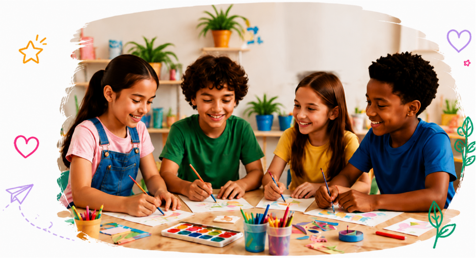 Children creating art together at Bright Dreamers Club